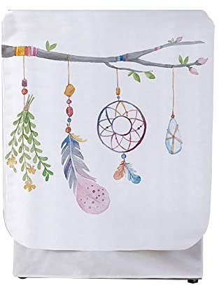 Odot Funda Lavadora Exterior Impermeable, Universal Cubierta para Lavadora y Secadora Carga Frontal, Funda de Protección Solar Antipolvo con Cremallera (Pluma atrapasueños,L-Capacidad 9-12kg)