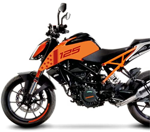 DualColorStampe Aufkleber kompatibel mit KTM DUKE 125 (2017-2020) DX-SX Zubehör Sticker Motorrad COD.M0173 (rot)