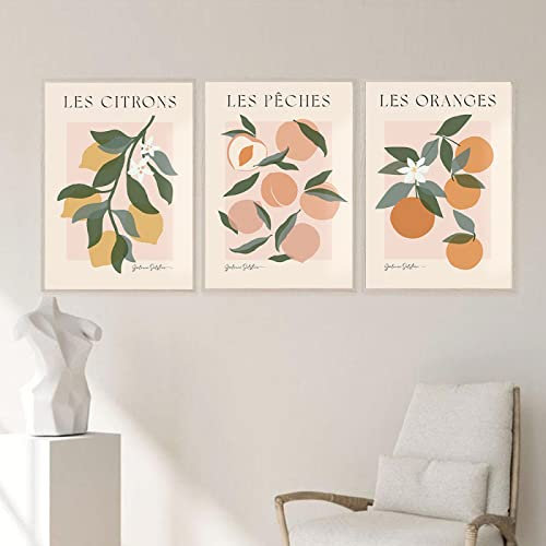 Boho-Stil Obstmarkt Zitronen Orangen Pfirsiche Vintage Poster und Drucke Wand Kunst Leinwand Malerei Wandbilder Küche Dekor