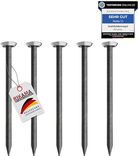 Lot de 30 clous pour tableau, 40 mm de long, clous en acier pour une utilisation sur le béton, la brique, le plâtre et le bois, clous en acier trempé comme suspension d'images, fabriqués en Europe