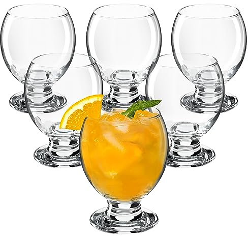 KADAX Saftgläser, 280ml Wassergläser aus hochqualitativem Glas, Trinkgläser auf einem stabilem Fuß, Universalgläser zum Servieren von Desserts, Brandy, Wasser (6x280ml)