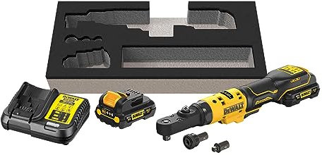 DEWALT Clé à cliquet sans fil DCF500L2G-QW 12 V 3 Ah, clé à cliquet 3/8 et 1/4 avec couple de serrage max. 75 Nm