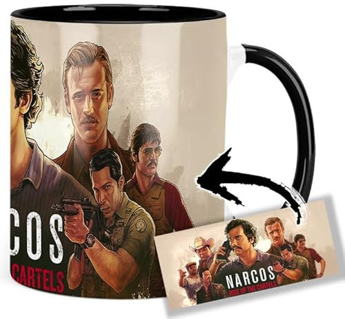 Narcos Wagner Moura Pedro Pascal Taza Ceramica Interior y Asa Negra
