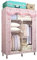 Kleiderschrank Stoffschrank, Faltschrank mit Kleiderstange und Ablagen, Faltbare Garderobe für Schlafzimmer, Ankleidezimmer,Pink-90x46x170cm