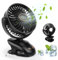 Mini Ventilator, 3 in 1 USB Ventilator mit Clip, Ventilator Klein mit Licht, LED-Display, 5 Geschwindigkeiten, 90° Drehbar, Wiederaufladbar, Leiser Tischventilator, für Zuhause Büro Outdoor (Schwarz)