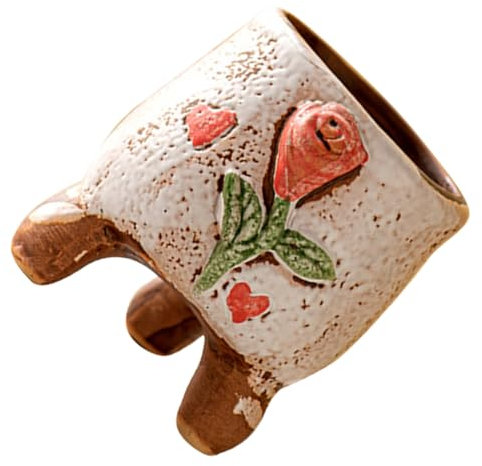 YARNOW Dreibeiniger Keramik-Relief-Grünpflanzen-Pflanztopf für den Balkongarten einzigartiger Pflanzentopf Mini-Pflanzgefäß Blumentöpfe Blumentopf Vase Stativ Dreibein-Pflanzgefäß drinnen