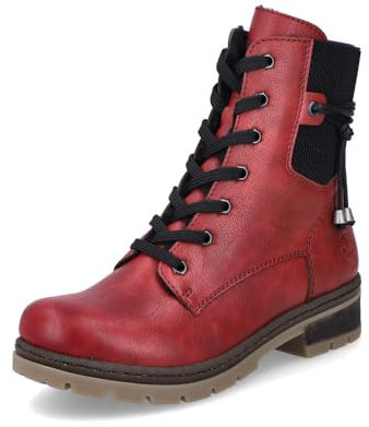 Rieker Damen Combat Boots Y7431, Frauen Stiefeletten,schnürstiefel,Winterstiefel,Winterschuhe,gefüttert,Stiefel,Bootee,rot (35),40 EU / 6.5 UK