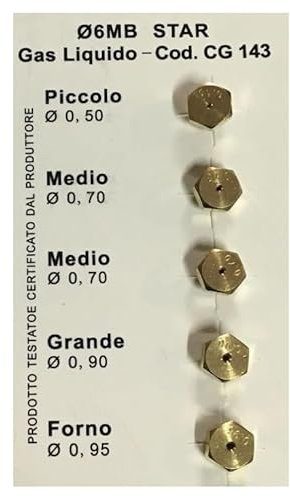 FIGEVIDA Serie ugelli 6MB GPL con 5 INIETTORI Gas Cucina Piano Cottura Fuochi 2 MEDI