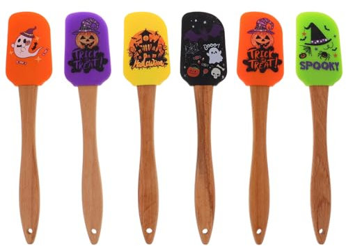 PRETYZOOM 6 Stück Halloween-Mini-Silikonspatel Antihaft-Backspatel Flexibler Spatel Mit Holzgriff Zum Backen Kochen Und Sautieren