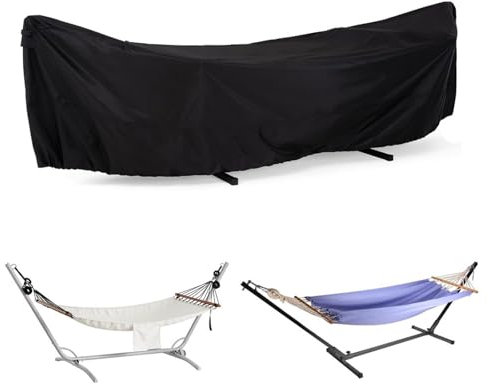 Housse de Hamac Extérieur Imperméable,Housse de Protection Hamac Exterieur,Tissu Oxford 210D Housse Protection Hamac sur Pied,Housse pour Support Armatures avec Hamac(Size:210D-370x140x93cm,Color:Blac