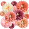 Watersay 12 Stück 25,4 cm 50,8 cm riesige mexikanische Fiesta-Papierblumen, bunte Seiden-Kreppblumen, Pompons, Basteln für Blumenparty, Hintergrund, Hochzeit, Geburtstag, Party, (staubige Farbe)