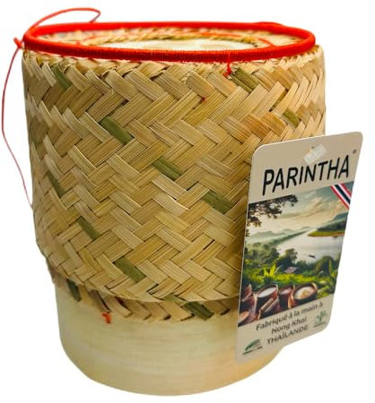 Moyen panier pour riz collant traditionnel thaïlandais de 14cm en bambou – Transporter, présenter ou conserver le riz gluant (Bamboo Sticky Rice)