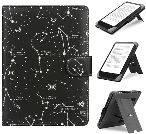 HoYiXi Universel Étui pour 6.8 Pouces,7 Pouces eReader Compatible Pocketbook/Tolino/Sony E-Book Reader Kindle Paperwhite/Kobo Clara HD/Kobo Clara 2E,6,6.8,7 Coque Housse avec Support,Constellation