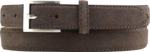BELTINGER Gürtel aus Veloursleder 2,5 cm | Velour-Ledergürtel für Herren und Damen 25mm | Wildleder-Gürtel mit runder Gürtelschließe | Dunkelbraun 80cm