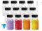 LXBCTOP 12 botellas de zumo vacías de plástico de 120 ml, reutilizables, con cepillo de limpieza, embudo y pegatinas de frutas, para jugo, leche, cereales caseros