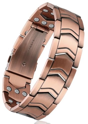 Jeracol 99 % reines Kupfer-Armband für Herren, magnetisches Armband für Herren, mit 3 ultrastarken Magneten, Kupferarmband mit Einstellwerkzeug und Schmuck-Geschenkbox