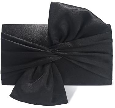HuiYStar Satin Evening Bag Bow Flap Clutch Purse for Women,Elegant Clutch Handbag for Formal/Party/Prom/Wedding