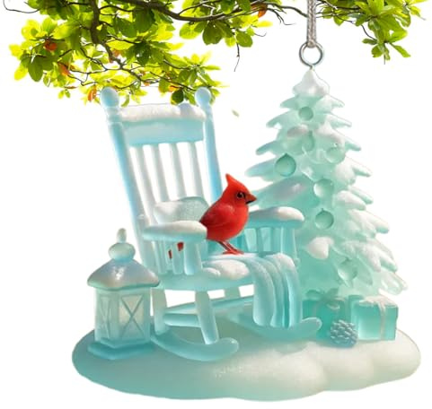 Qkbuza Kardinal-Ornamente für Weihnachtsbaum, 2D-Schaukelstuhl-Anhänger, Andenken, Kardinal-Baumschmuck – für Mutter, Lehrer, Frauen, Kollegen, Freundin, Oma, Fenster