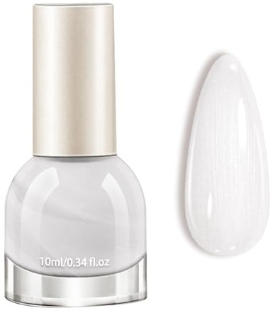 White Nail Polish - Pearl Nail Varnish - Quick Drying, Long Lasting & No Lamp Needed Polish - Water-Based White Varnish For Woman & Girls Summer Nail Art