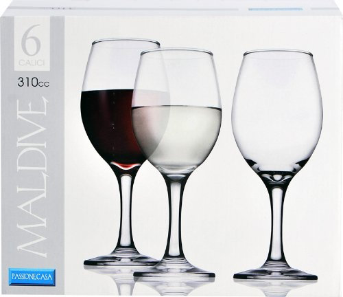 Set 6 calici acqua vetro cucina casalinghi 310 cc bicchieri