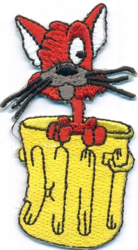 Fuchs in Mülltonne Comic Clever Fox Punk Rock Biker Rockabilly Aufnäher Patch