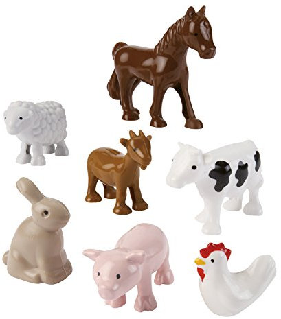 Jouets Ecoiffier – 3249 - Les animaux de la ferme Abrick – Jeu de construction pour enfants – 7 pièces – Dès 18 mois – Fabriqué en France