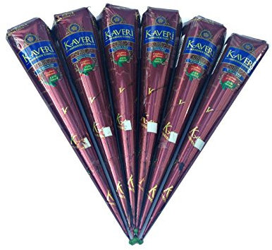 ALL Natural Body Art Ready to Use Organic Temporary Tattoo C.O.N.E.S - with FREE All Natural Henna Hair Colour 25g (6 Pieces)