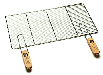 Edelstahl Rost Grillrost - rechteckig und rund - Grill Rost Grössenauswahl (58 x 30 cm mit Griffen)