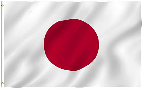 Anley Fly Breeze Bandera de Japón de 3x5 pies - Color Vivo y Resistente a la decoloración UV - Encabezado de Lienzo y Doble Costura - Banderas Nacionales japonesas Poliéster con Ojales