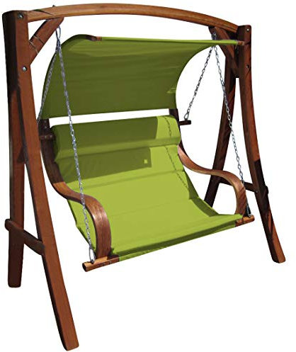 ASS Design Hollywoodschaukel Gartenschaukel MERU aus Holz Lärche inkl. Abdeckung von AS-S, Farbe:Grün