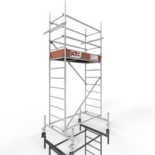 ALTEC Rollfix® 1.0 400 | 4m AH | Rollen (Ø125mm) | Standardtraverse | Made in Germany | TÜV | belastbar 200kg/m² | Alu | Norm - DIN EN 1004-1 | Baugerüst | Fahrgerüst