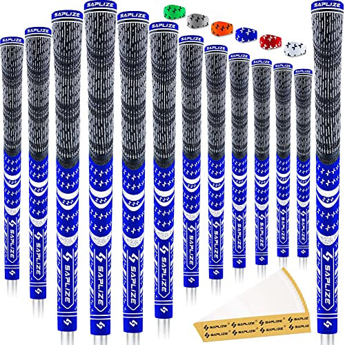 SAPLIZE Golfgriffe, Upgrade-Set (13 Griffe mit 15 Bändern), MultiCompound Hybrid-Golfschlägergriffe, mittelgroß, blau, CL03-Serie