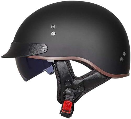 EBAYIN Halbschalenhelm mit ECE, Retro Jethelm Chopper Helm Retro Motorrad Helm, Halbhelme Scooter-Helm Mofa-Helm mit Sonnenblende und Herausnehmbares Atmungsaktives Futter,H-L=(59~60cm)