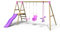 Rebo® Wooden Swing Set with Platform and Slide - Voyager Pink | OutdoorToys | Baby Seat, Glider and Regular Seat | Kids' Outdoor Wooden Play Equipment for Gardens, Weather Resistant