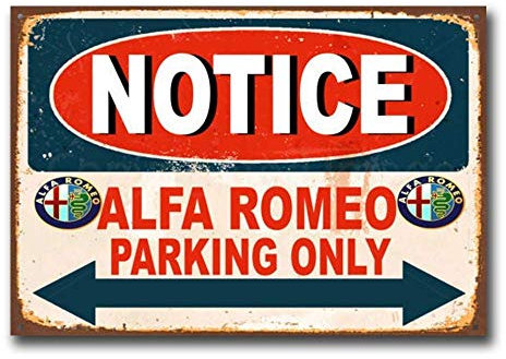 Forry Notice Alfa Romeo Parking Only Metall Poster Retro Blechschilder Vintage Schild Zum Cafe Bar Garage Wohnzimmer Schlafzimmer Haus Restaurant Hotel