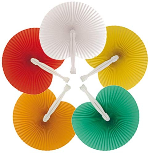 50 ventagli ARCOBALENO 10 bianchi - 10 rossi - 10 verde -10 gialli- 10 arancioni (24cm -26 cm) ventaglio da borsetta matrimonio segnaposto bomboniera