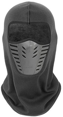 TAGVO Warmsturmhaube Gesichtsmaske mit atmungsaktivem Mesh-Silikon-Panel, Winter Fleece-Nackenwärmer Winddicht, Fit-Helm Hut für Erwachsene - Schwarz/Armee-Grün Universal Größe