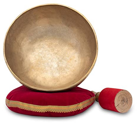 XDrum Omshanti Klangschale 30 cm Komplett Set - Gewicht: 2800g - handgemacht in Indien - ideal für Meditations- und Therapiezwecke - inklusive passendem Kissen und Schlägel