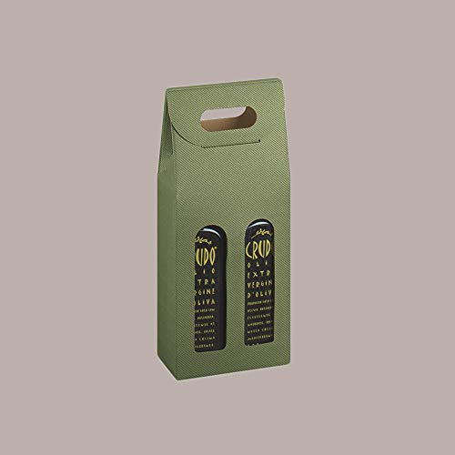 LUCGEL Srl PZ 25 Box für 2 Flaschen Öl oder Likör 0,5 l grüne Linie (13 x 6,5 H33,5), Umschlag aus Papier Karton