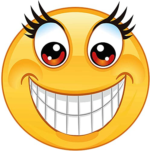 Kleberio Aufkleber lachend mit großen Augen und Wimpern wetterfest für Helm Autoaufkleber Wohnmobil Mülltonnenaufkleber Wohnwagen Moped LKW Coole Sticker Set Car Sticker Aufkleber Auto 20 x 20 cm