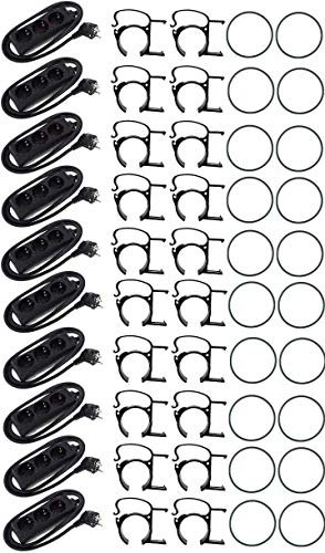 20 x THE SNAP Traversenklammer Schwarz mit Steckdosenhalter incl. Gummiring + 10 x 3-fach Schuko Steckdosenleiste (20x SNAP Schwarz incl. O-Ring + 10x 3-fach Leiste)