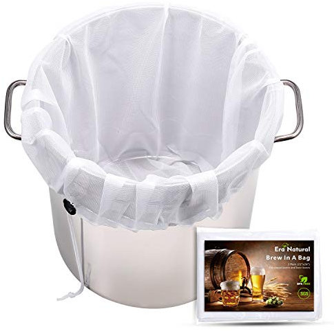 Era Natural Extra Large Brew Bags Reusable, 3 Pack 26x22 Fine Mesh Strainer Bag for Home Brewing Hops Grains Fruit Cider Apple Grape Wine Beer Making Press Drawstring Straining Brew in a Bag