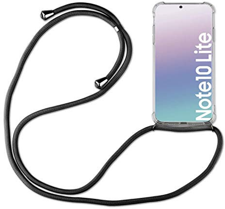Hülle Kompatibel mit Samsung Galaxy Note 10 Lite | Handykette Smartphone Halskette Hülle mit Band | Handyhülle mit Kordel zum Umhängen Kompatibel für Galaxy Note 10 Lite | Schwarz