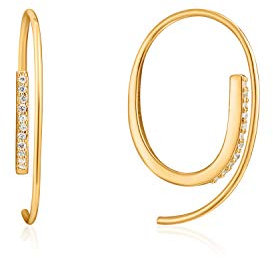 Ania Haie Damen-Creolen Twist Through Sparkle 925er Silber Zirkonia One Size, Gold 32015321