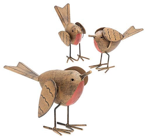 GloBrite Set of 3 Robin Garden Ornaments outdoor - Hand-Painted Resin Bird Decorations for Garden Ideal Robin Gifts & Outdoor Accessories for Nature Lovers & Enthusiasts