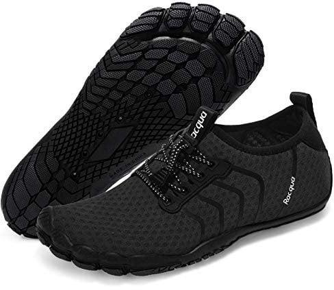 Racqua Chaussures d'eau Séchage Rapide Pieds Nus Plage Aqua Sport Natation Surf Piscine Randonnée Plongée Marche pour Hommes Femmes Noir 39