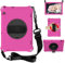 BAUBEY Kids Case for Huawei MediaPad T5 10 10.1 inch,Drop & Shockproof Hybrid Case with 360 Rotating Stand Hand Strap Shoulder Strap Tablet Cover (RoseRed+Black)