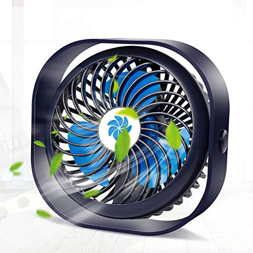 YOULEY USB Desk Fan, Desktop Fan USB Fan Portable Desk Fan with Cable, 3 Speeds Adjustable Table Fan with USB Powered, Silent Powerful USB Fans for Home Office Outdoor (Blue)