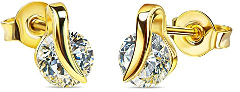 Ohrringe Gold 585 mit Zirkonia Stein Damen-Ohrstecker aus Gold