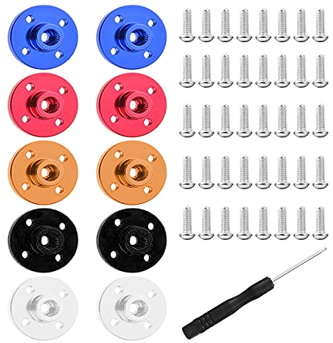 Youmile 10 Stück 25T Servoarm Horn Aluminium Runde Typ Servolorn 5 Farbe Blau Rot Schwarz Silber Orange für RC Car mit 40 Stück M3 Schraube, Schraubendreher